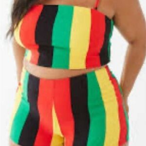 Forever 21 Multicolor Striped Jean Shorts